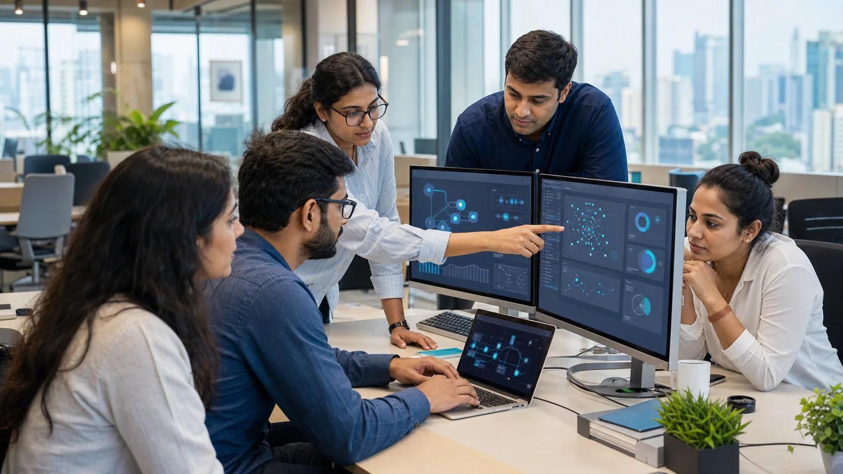 Cyber VX technology team collaborating on enterprise product architecture
